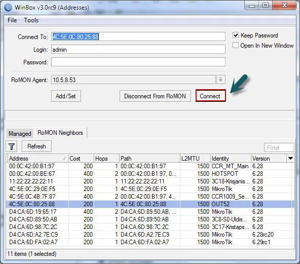 اتصال به RoMON در میکروتیک با استفاده از Winbox