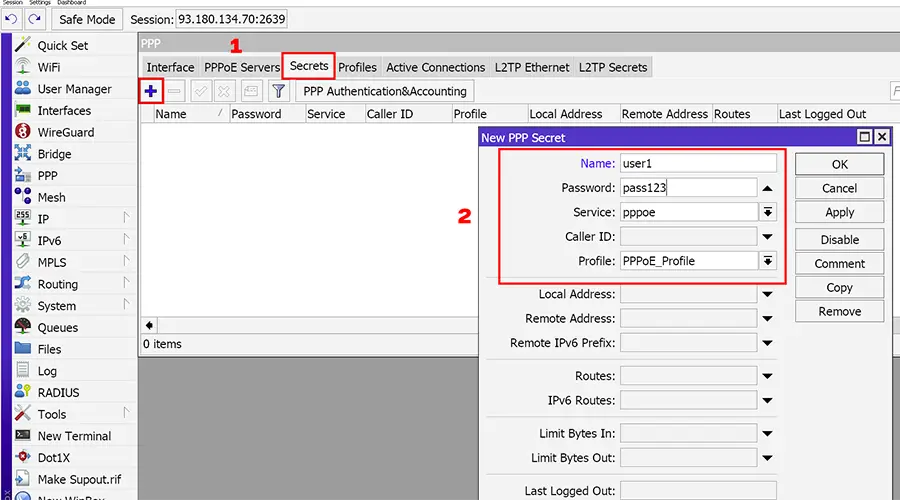 ساخت اکانت PPP برای اتصال به PPPoE Server میکروتیک