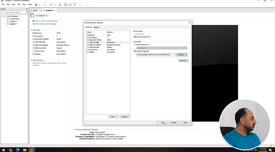 تنظیمات VMWare Workstation برای نصب ایزابل