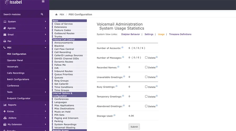 Voicemail Admin در ایزابل 4