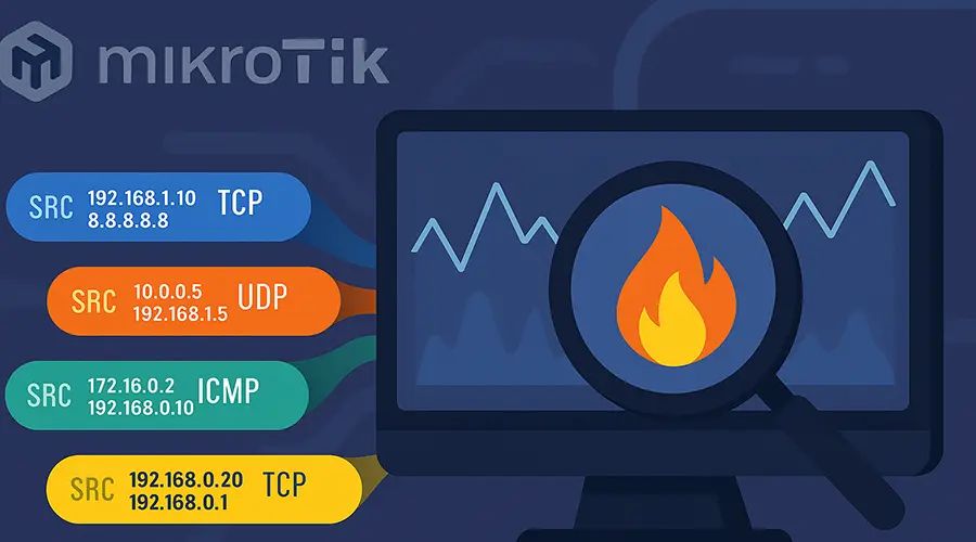 Torch میکروتیک: مانیتورینگ لحظه ای ترافیک شبکه